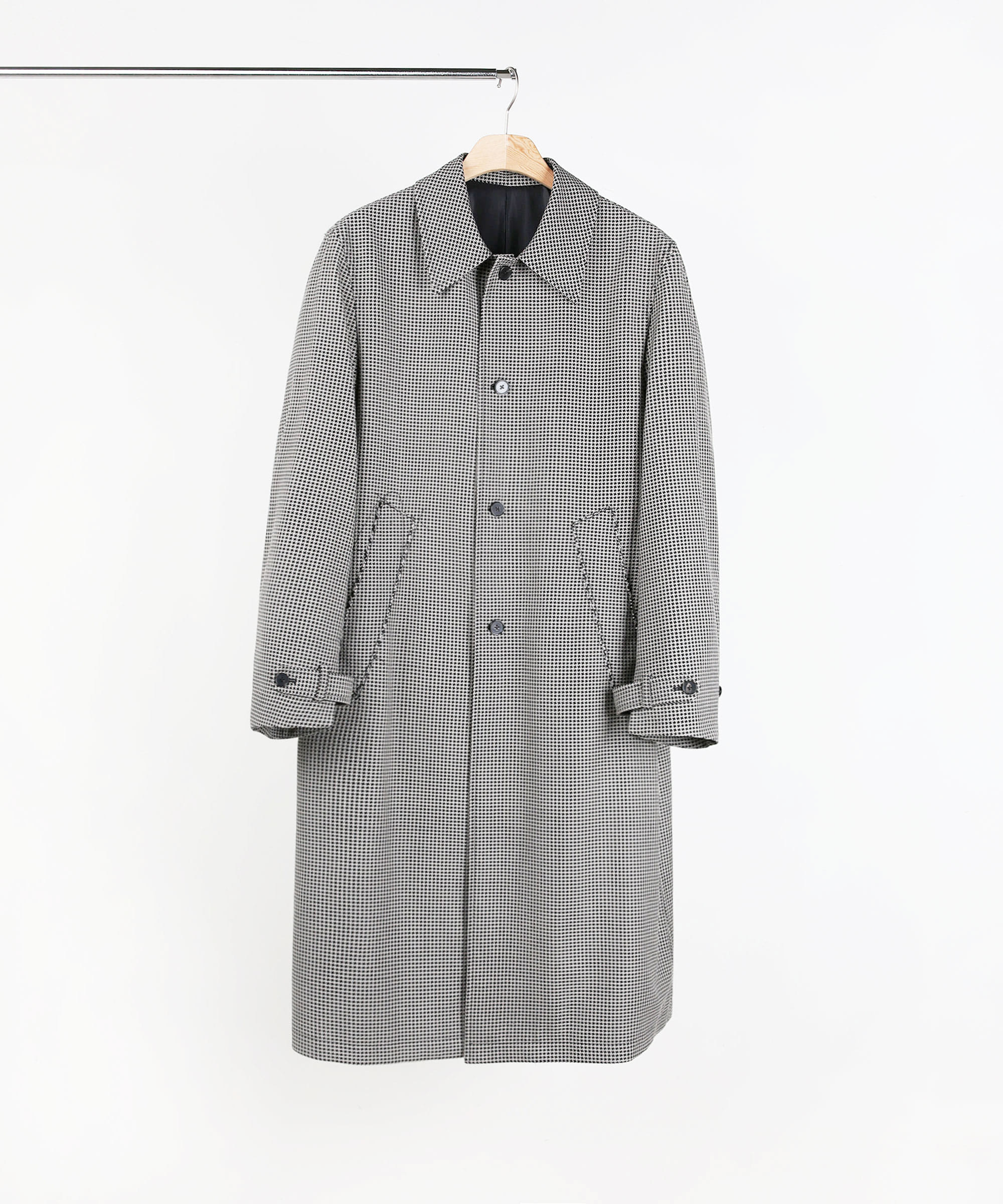 OPEN FINGER STITCH MAC COAT HOUND TOOTH CHECK