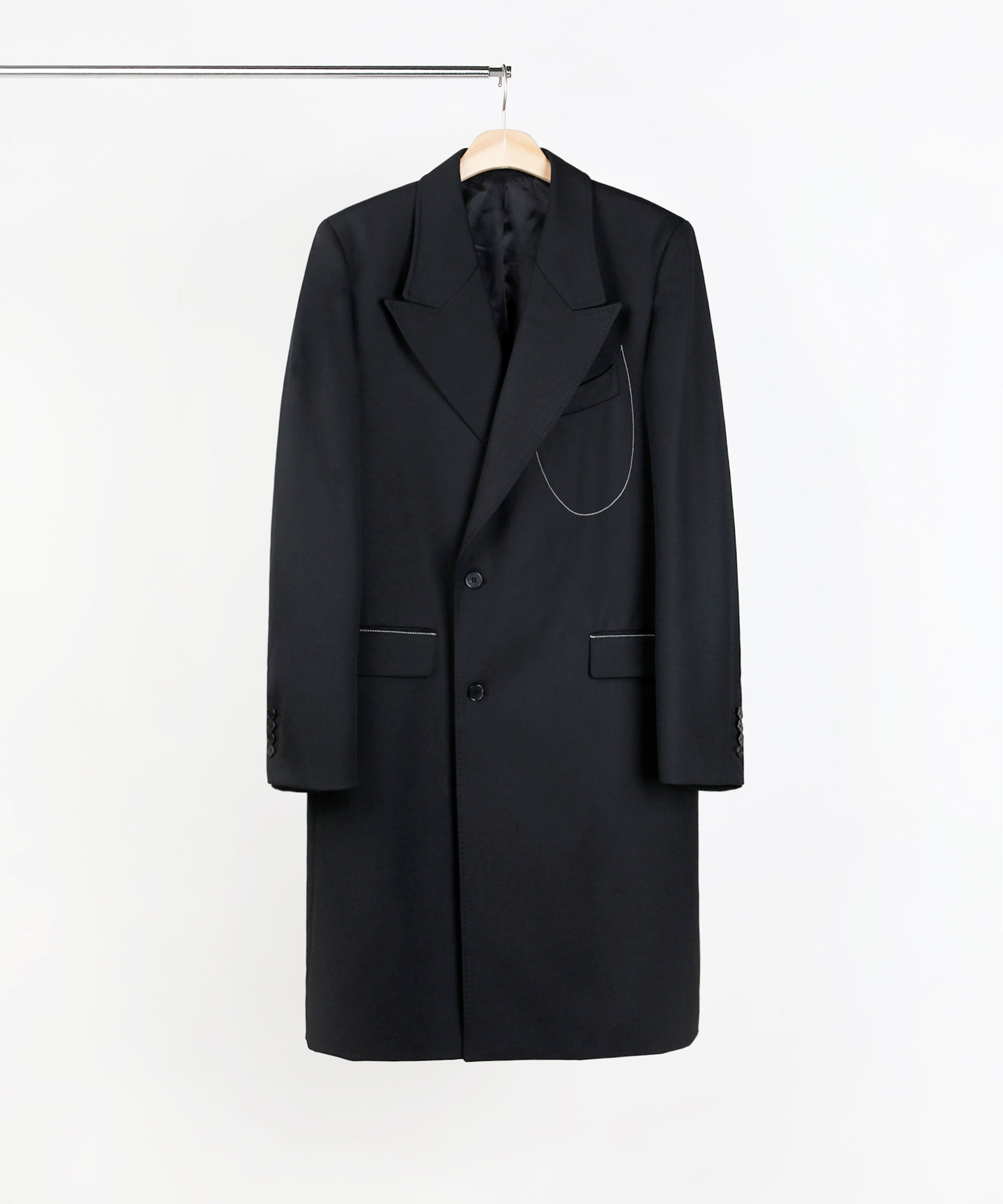 WINE &amp; GLASS DOUBLE BREASTED TAILORED COAT BLACK