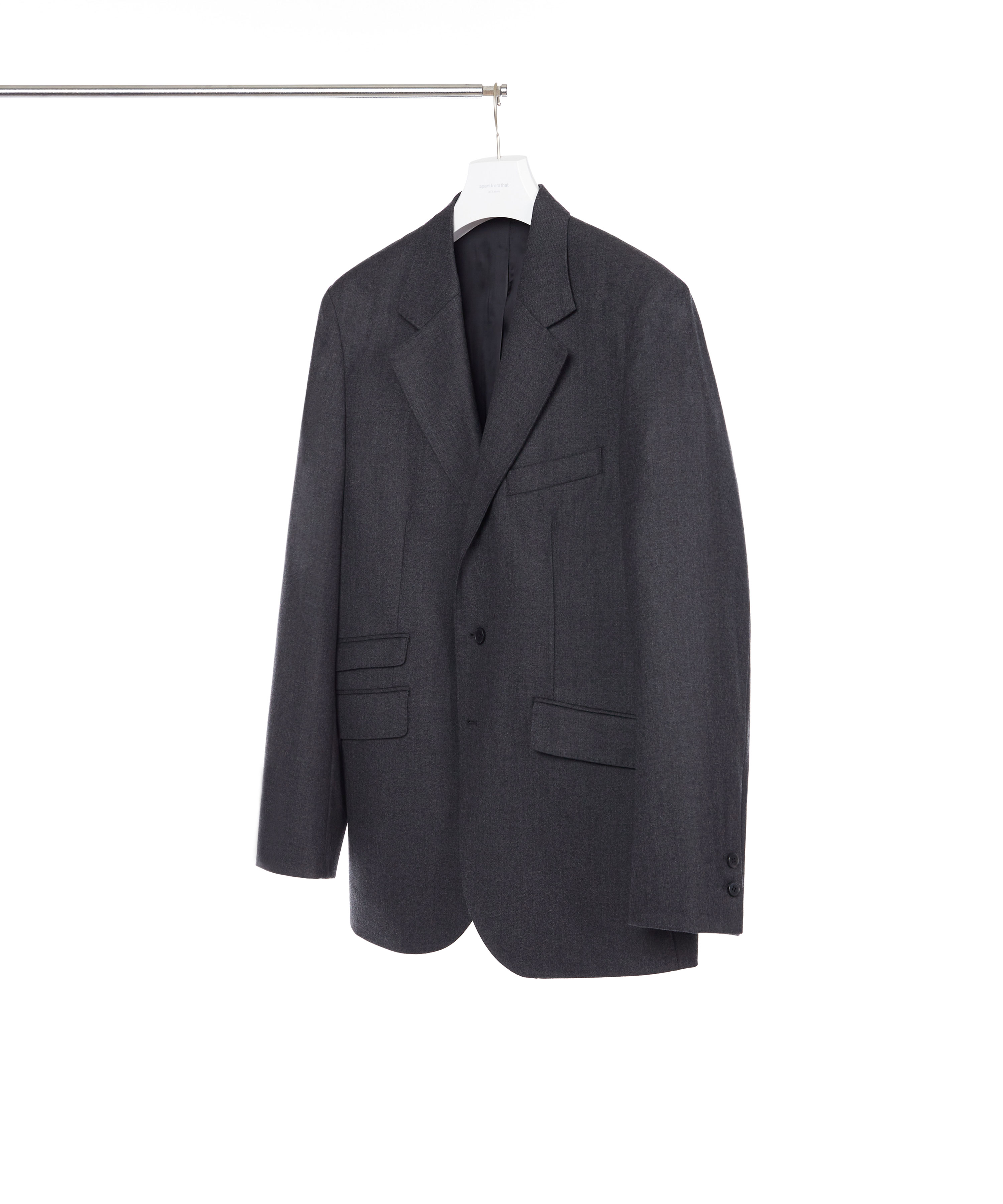 SUPER 160S HIGHLAND WOOL FLANNEL CHARCOAL 3ROLL 2BUTTON TAILORED BLAZER SINGLE 01-2