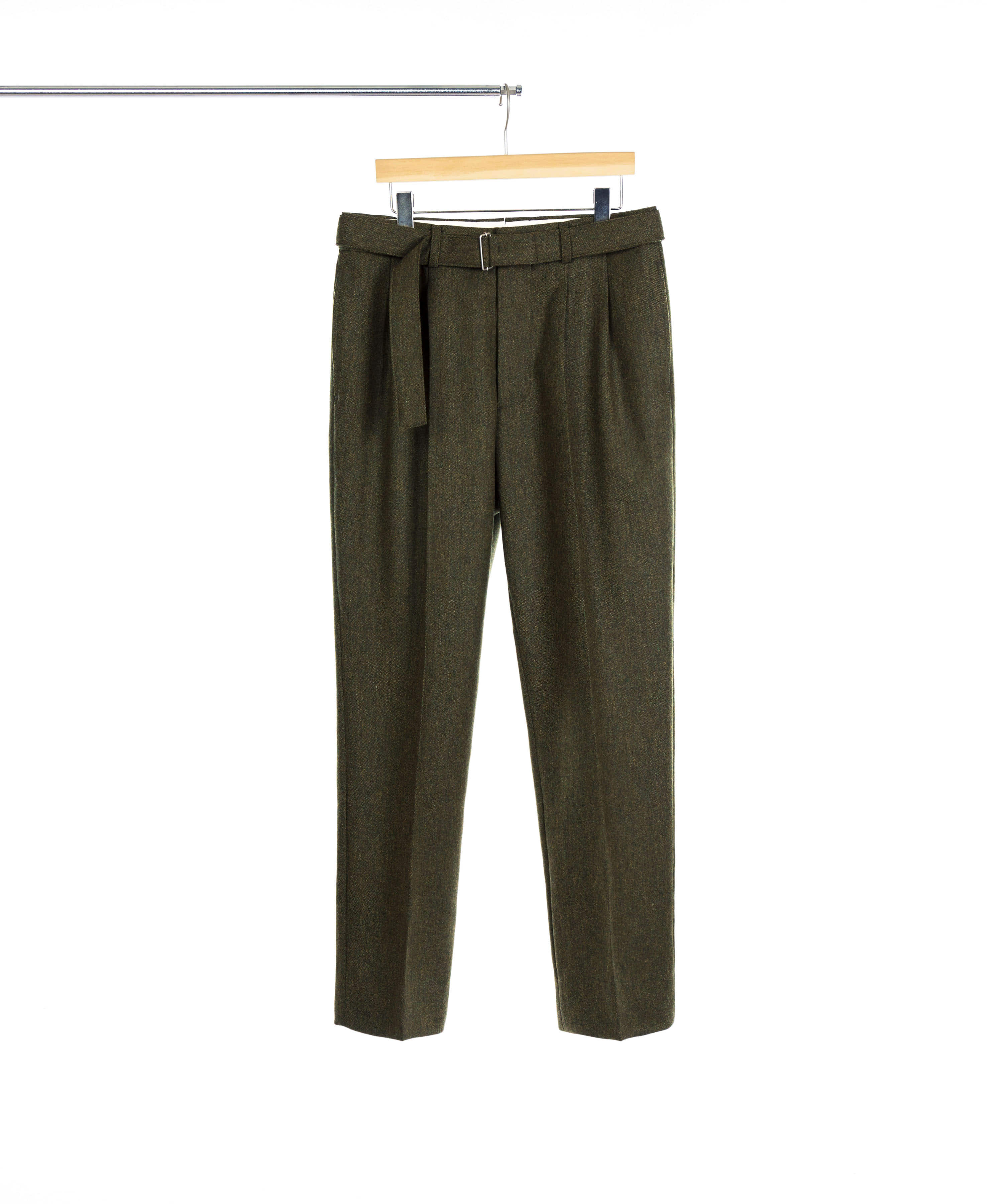 ABRAHAM MOON OLIVE DROPPED BELTED PANTS 02-2