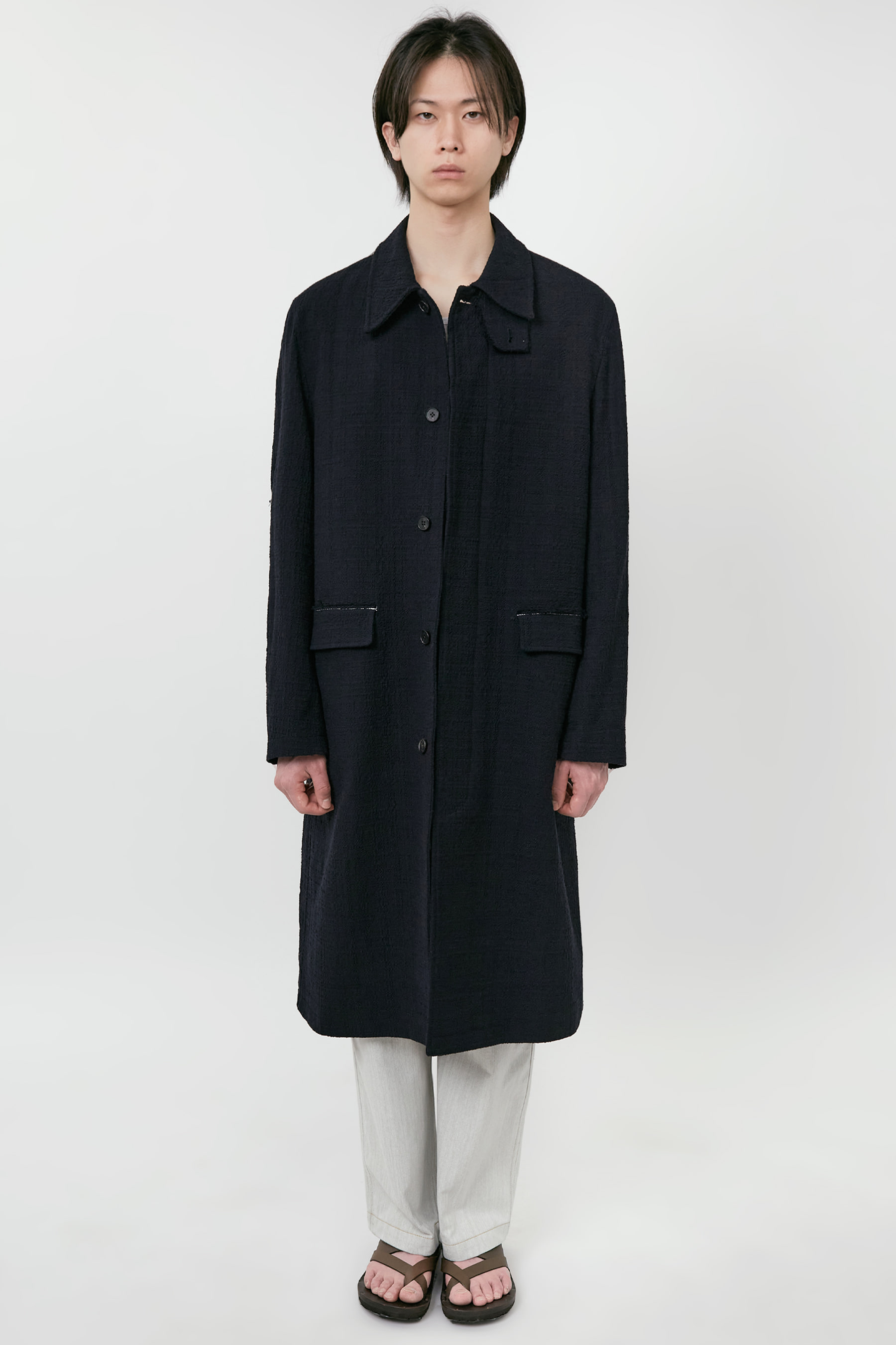 DARK NAVY ELBOW PATCH SINGLE BREASTED COAT