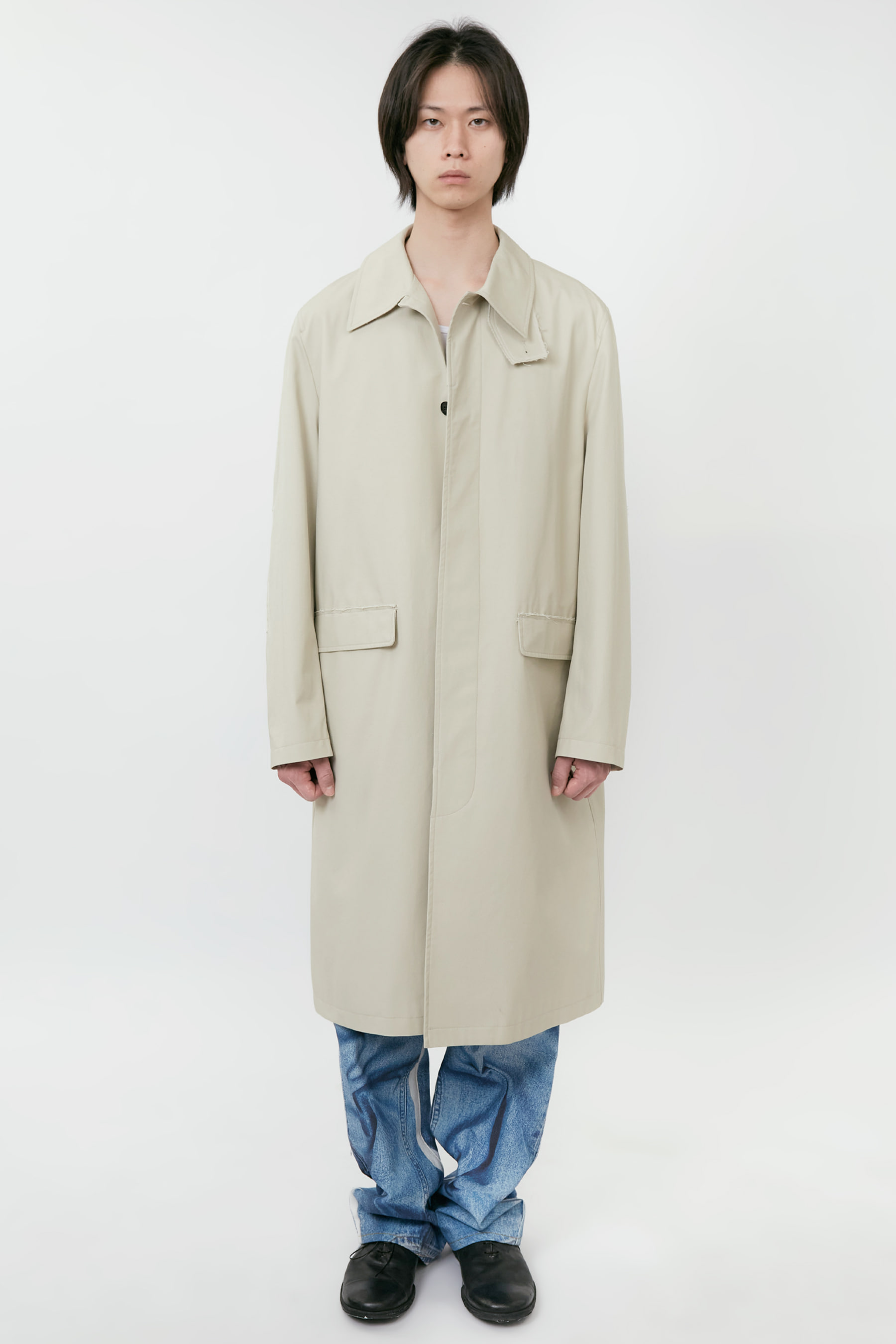BEIGE ELBOW PATCH SINGLE BREASTED COAT