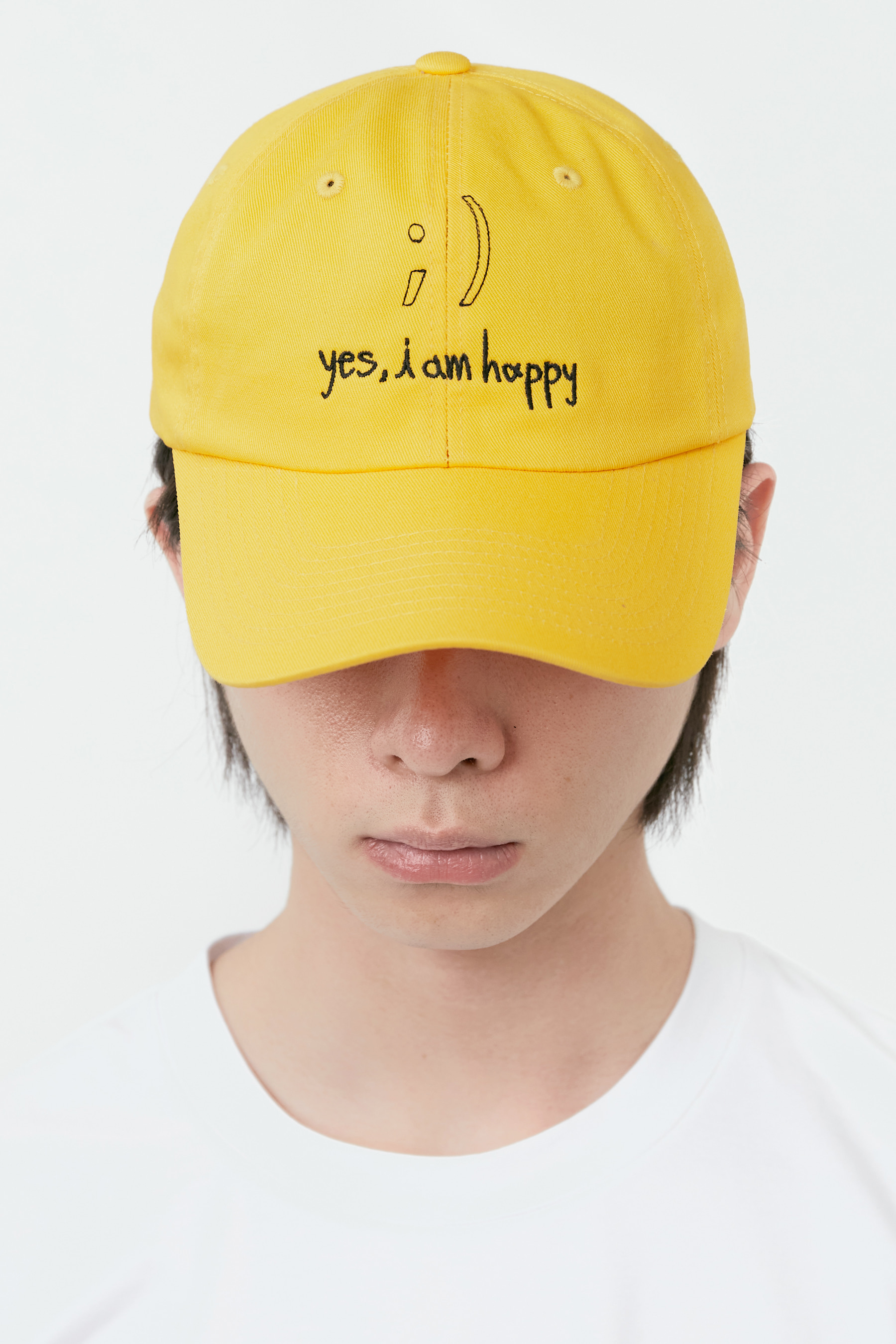 YES, I’M HAPPY EMBROIDERY BALL CAP YELLOW
