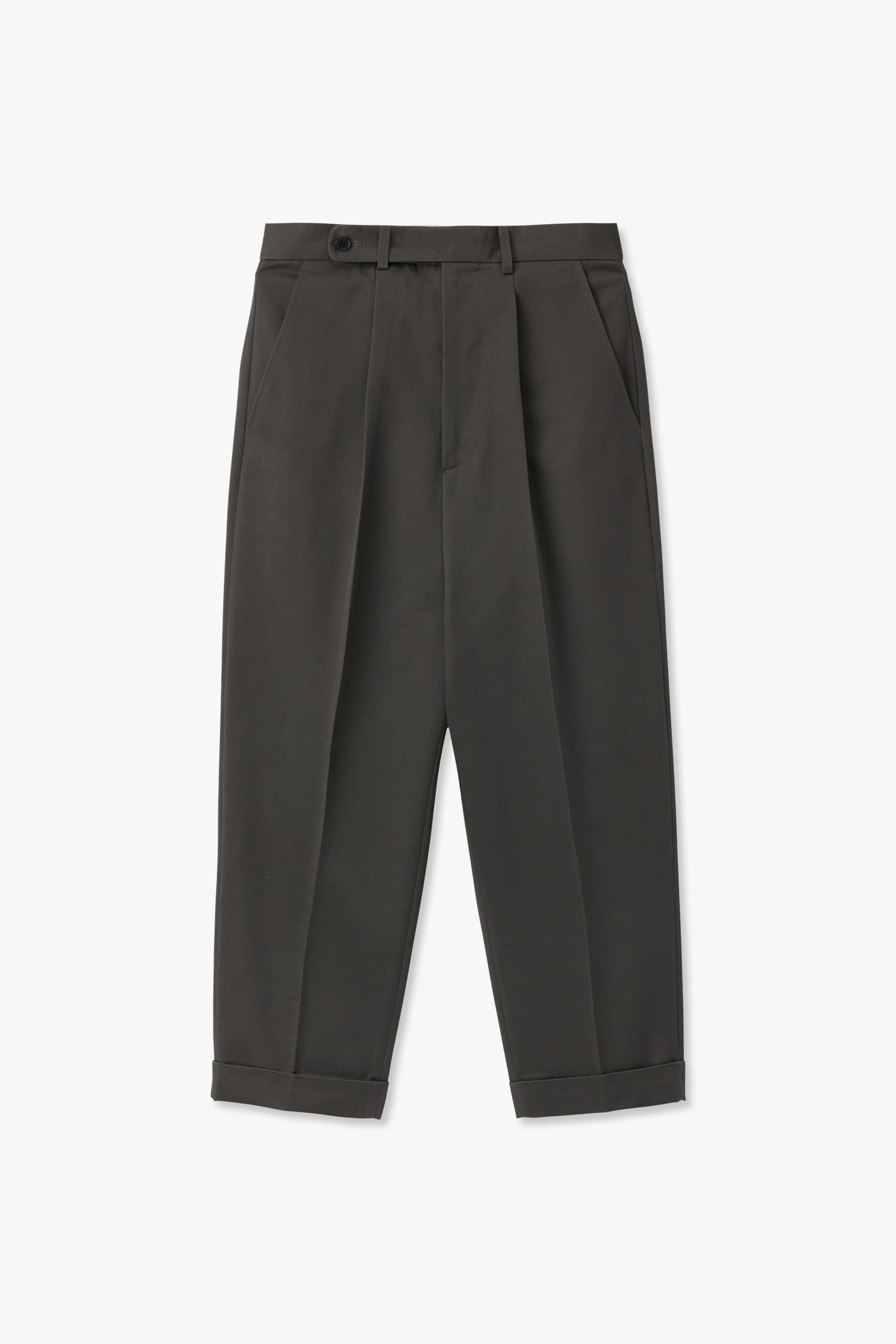 [DISTANCE] HIGH RISE WAIST TAPERED COTTON PANTS CHARCOAL