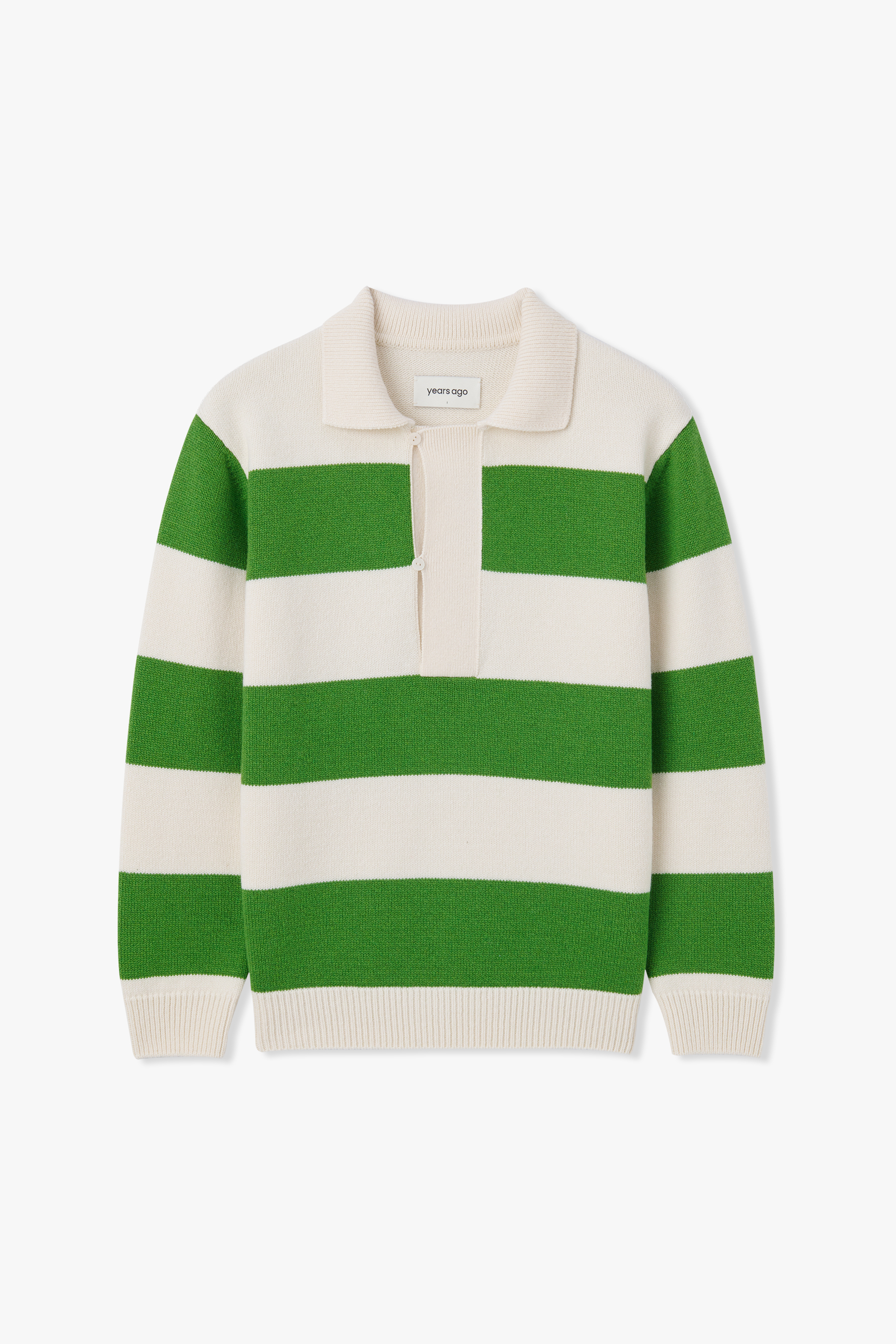 IVORY GREEN  ROLLING COLLAR RUGBY KNIT