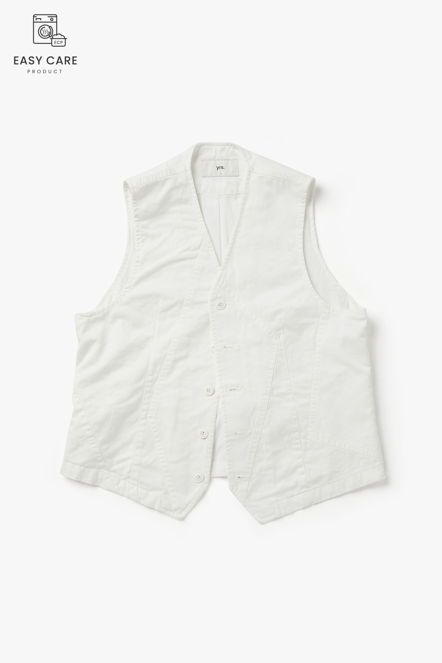 OFF WHITE PATCHWORK WASHED VEST (ECP GARMENT PROCESS)