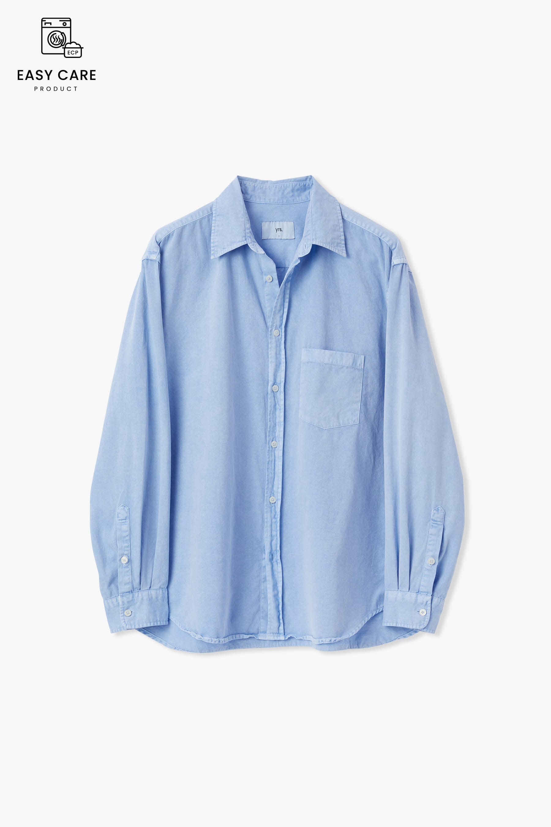 [PO 5/16-17 순차발송] DUSTY BLUE YRS POIKA OVER DYED COTTON DRILL SHIRTS CLASSIC FIT (ECP GARMENT DYED)