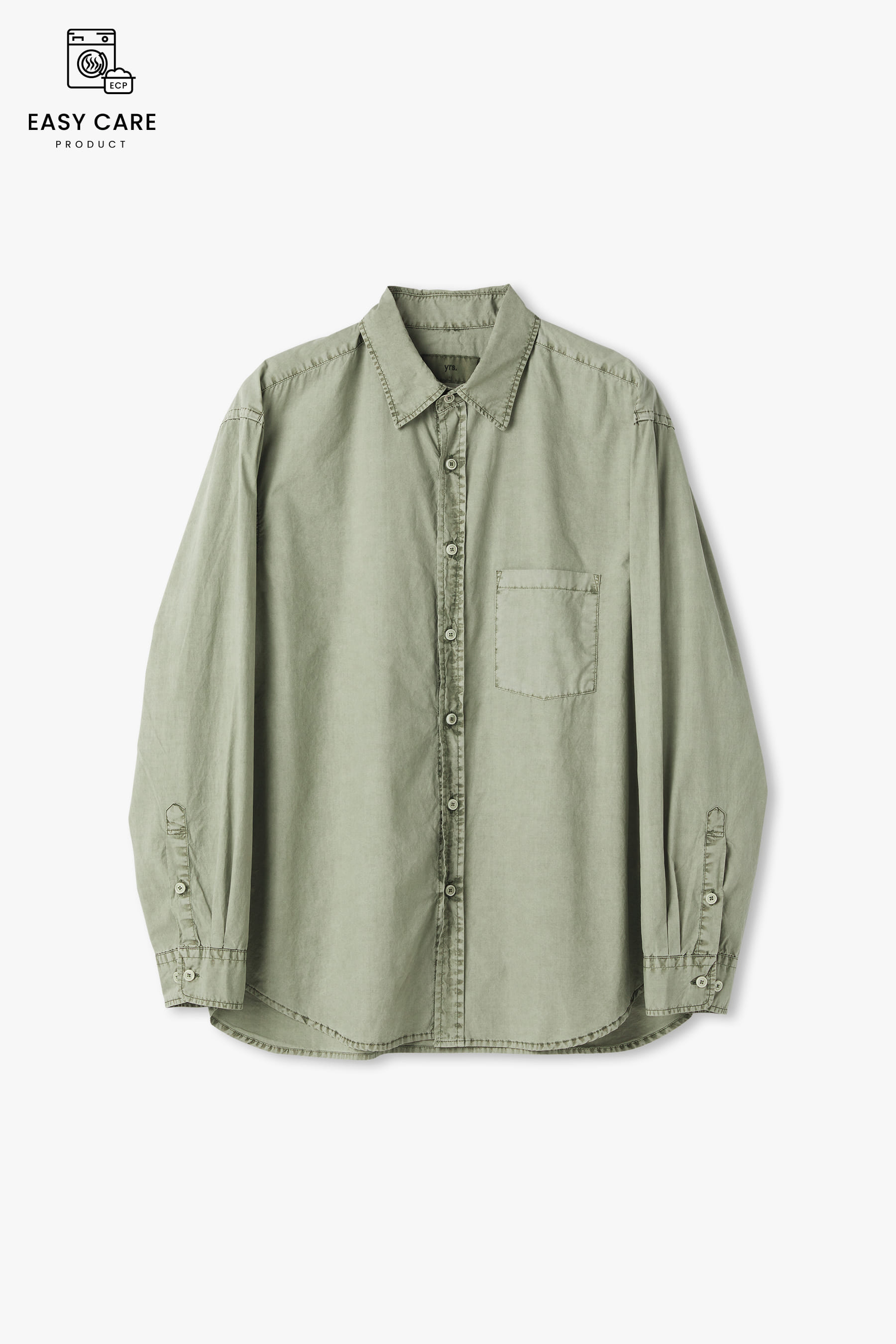 DUSTY OLIVE YRS POIKA OVER DYED TYPEWRITER SHIRTS CLASSIC FIT (ECP GARMENT DYED)