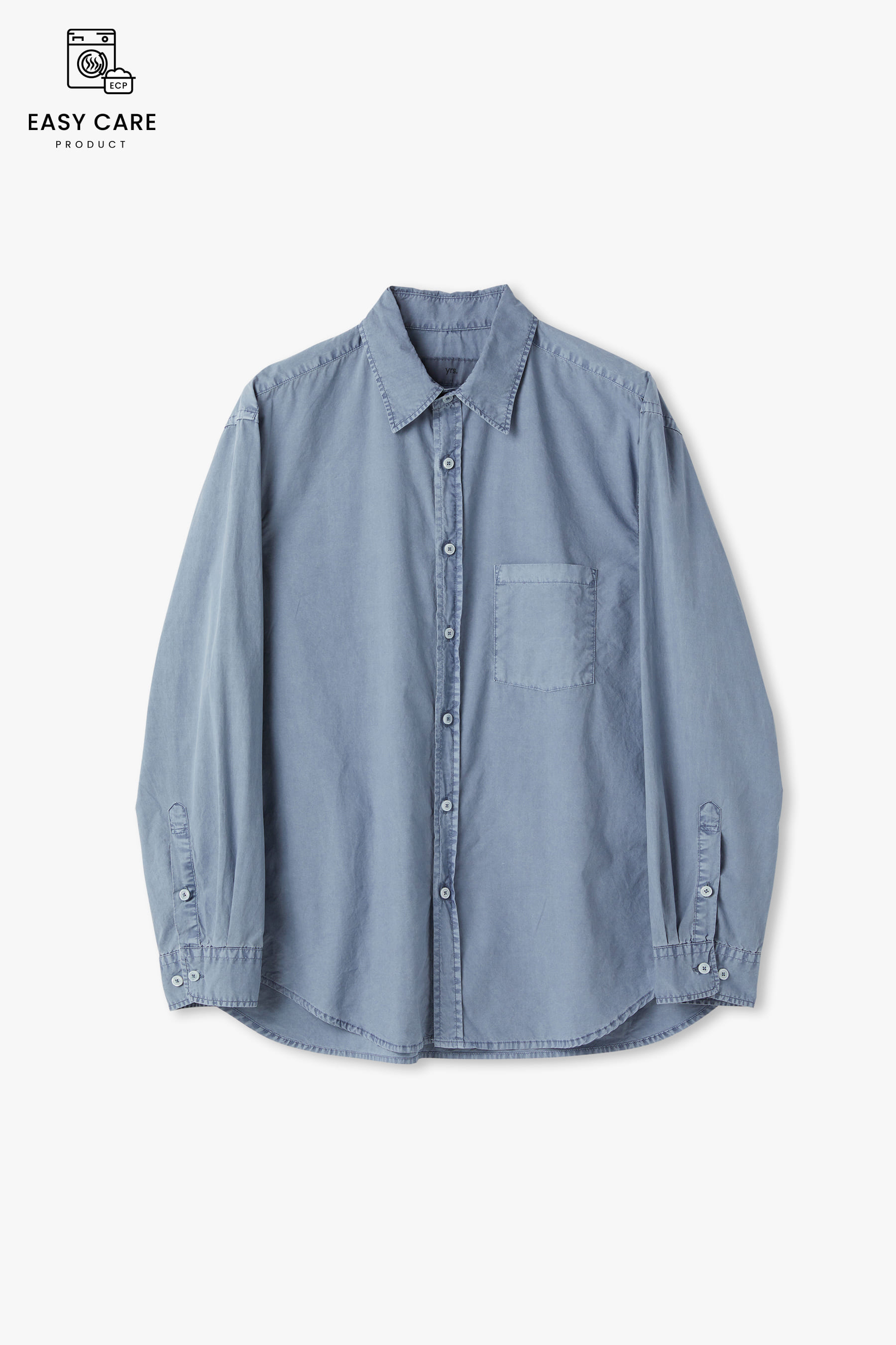 [PO 10/5 순차발송] DUSTY BLUE YRS POIKA OVER DYED TYPEWRITER SHIRTS CLASSIC FIT (ECP GARMENT DYED)