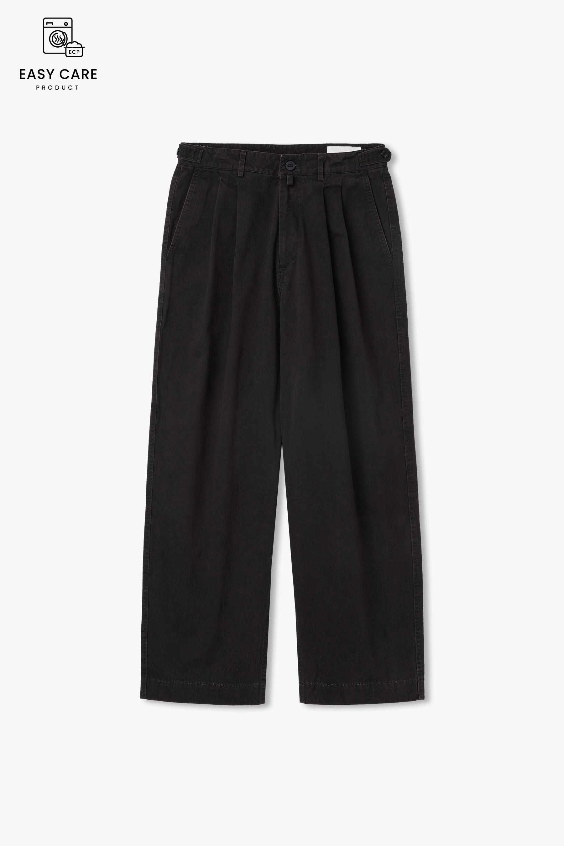 DUSTY BLACK SOFT FLUFF COTTON YRS Y-550 WASHED WIDE CHINO PANTS (ECP GARMENT PROCESS)