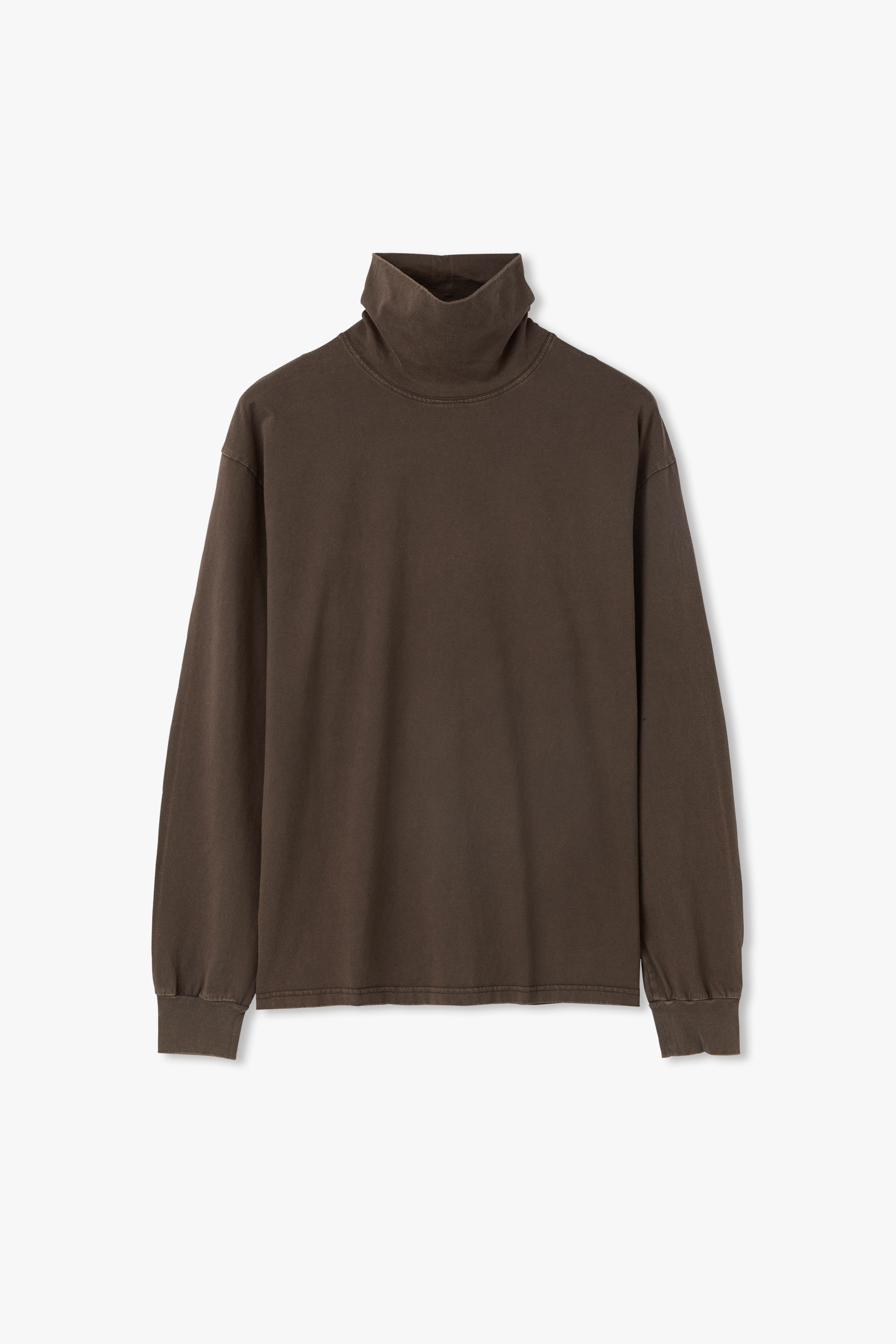DUSTY BROWN WASHED MOCK NECK T (ECP GARMENT PROCESS)