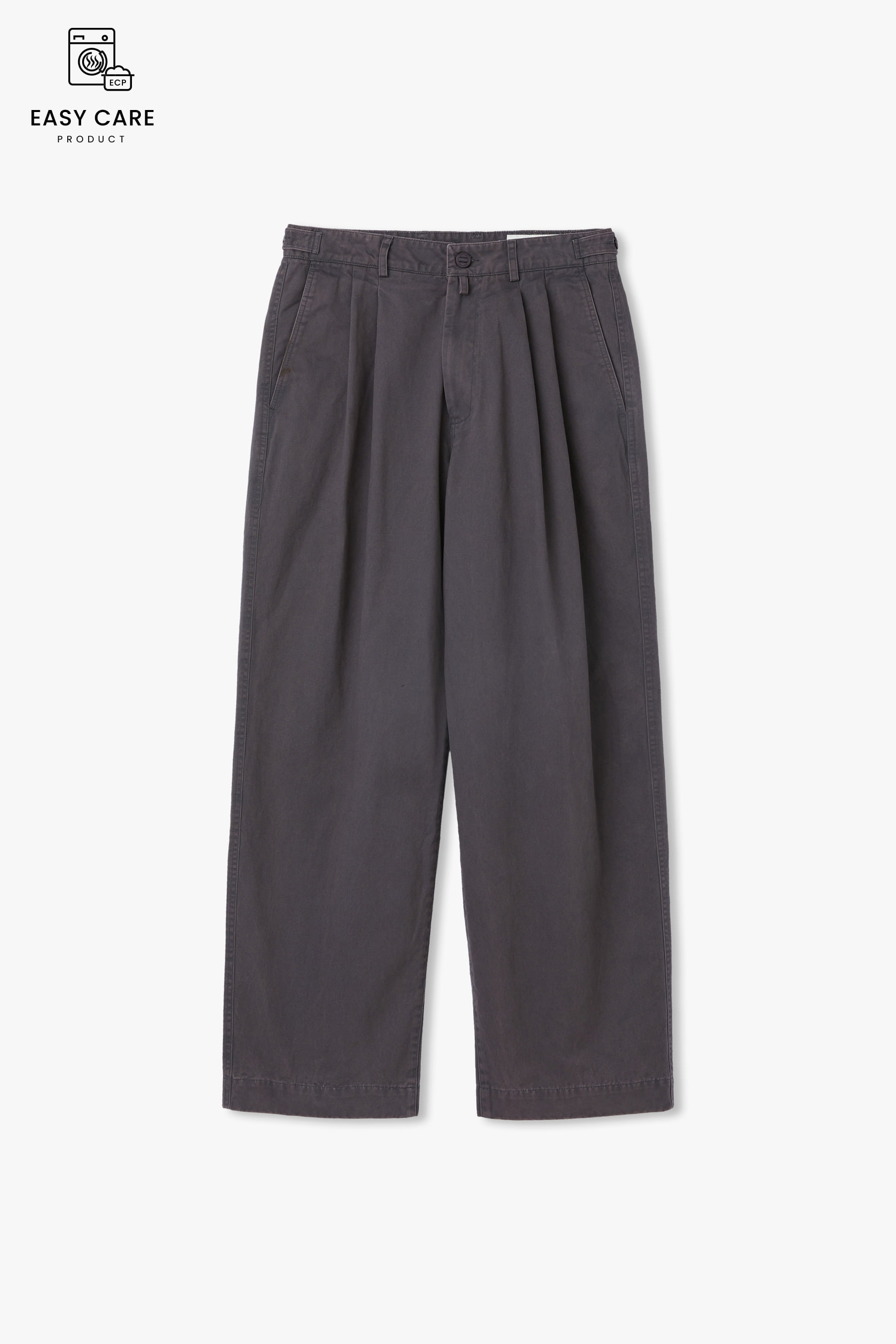 DUSTY GRAY SOFT FLUFF COTTON YRS Y-550 WASHED WIDE CHINO PANTS (ECP GARMENT PROCESS)