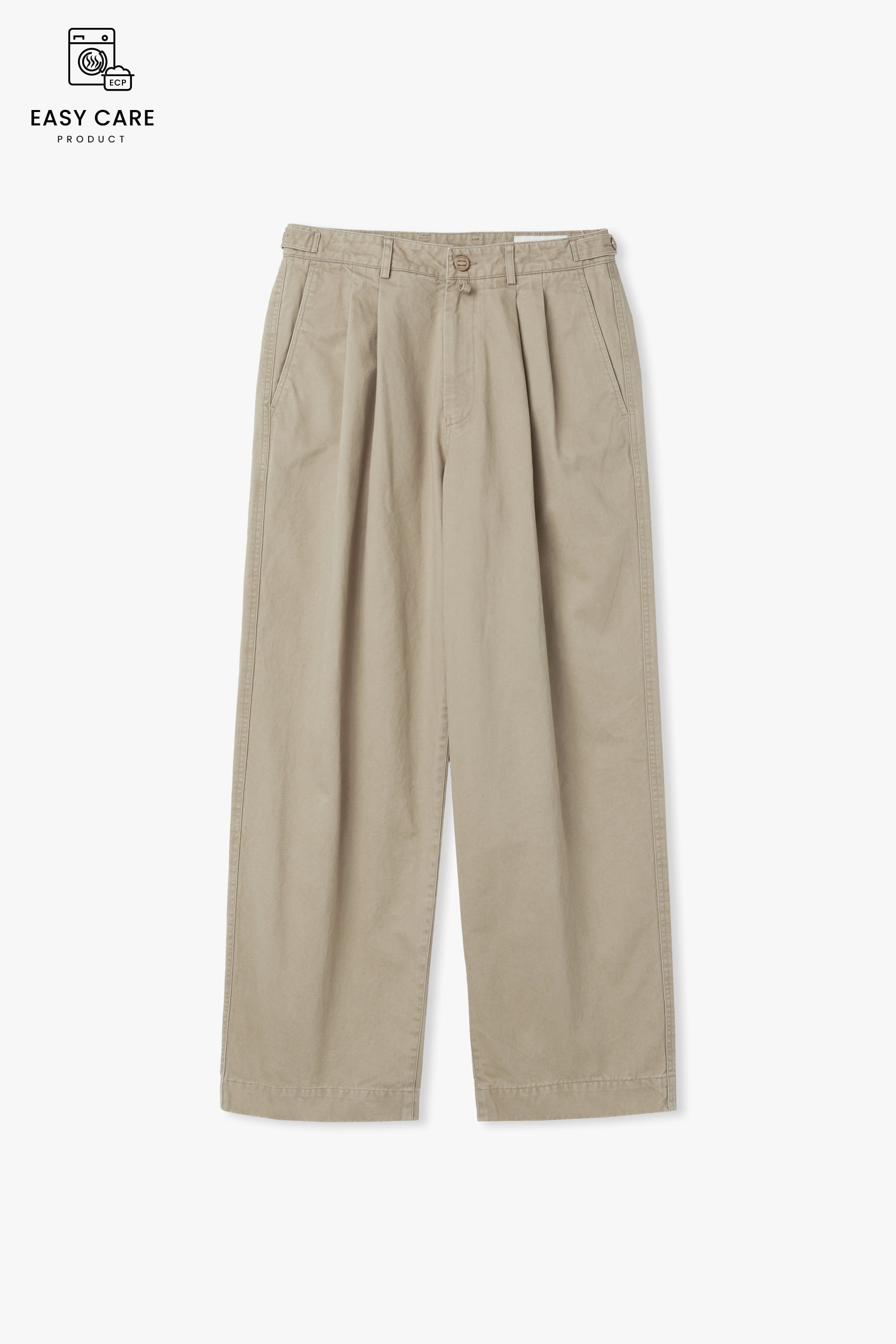 DUSTY BEIGE SOFT FLUFF COTTON YRS Y-550 WASHED WIDE CHINO PANTS (ECP GARMENT PROCESS)