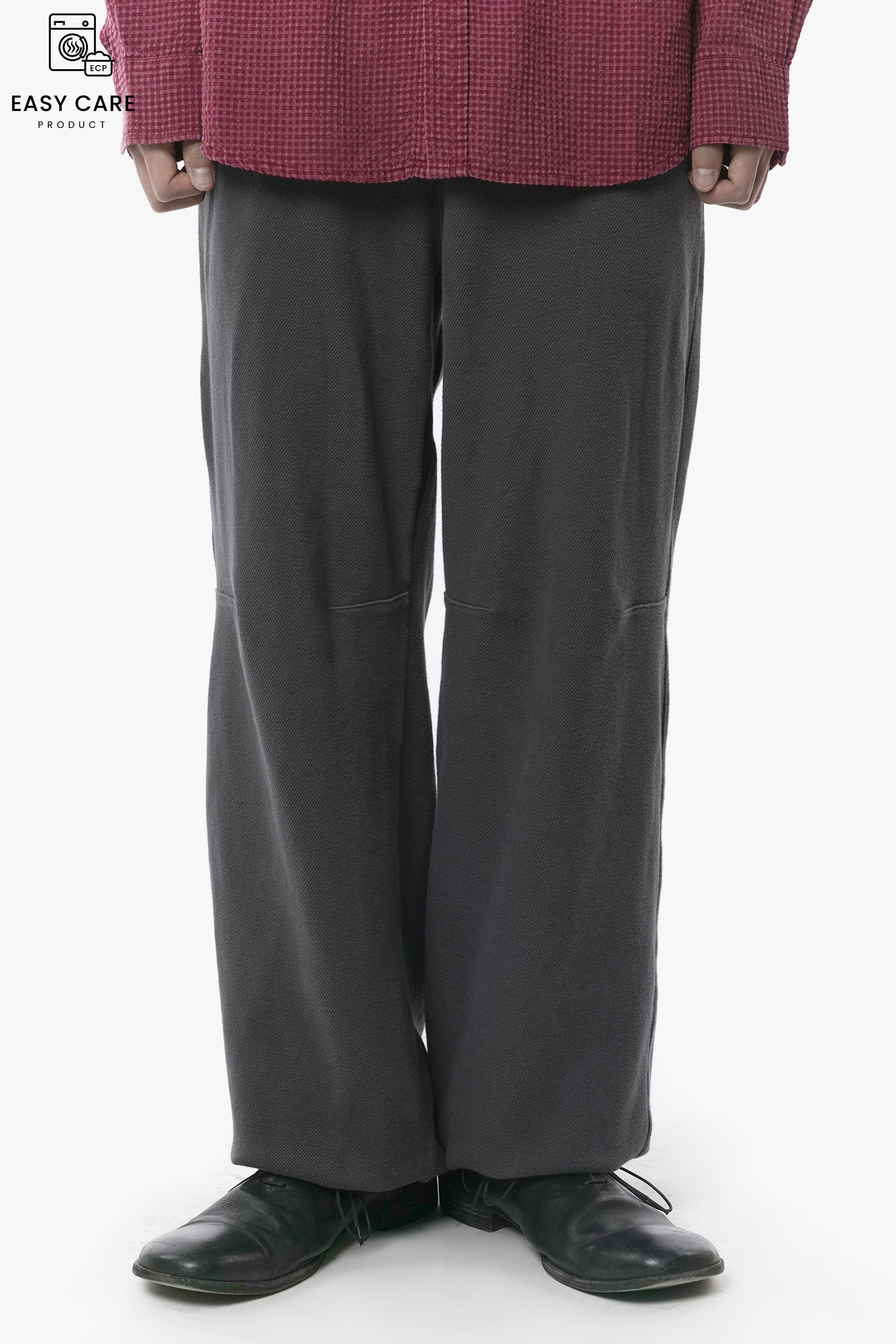 DARK GREY WASHED FRENCH TERRY COTTON DRILL SWEAT PANTS (ECP GARMENT PROCESS)