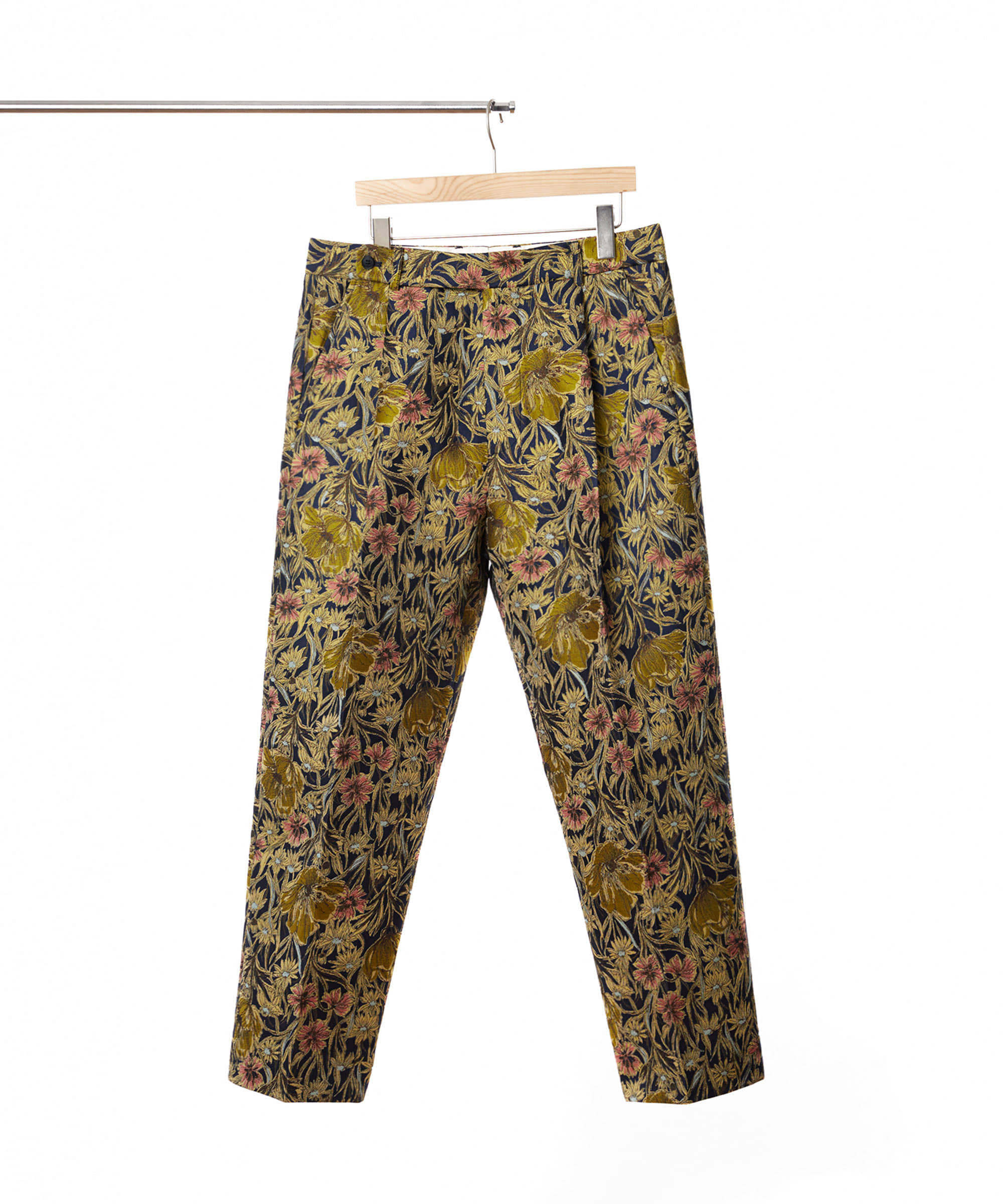 [DISTANCE] FLORAL JACQUARD ONE TUCK TAPERD PANTS