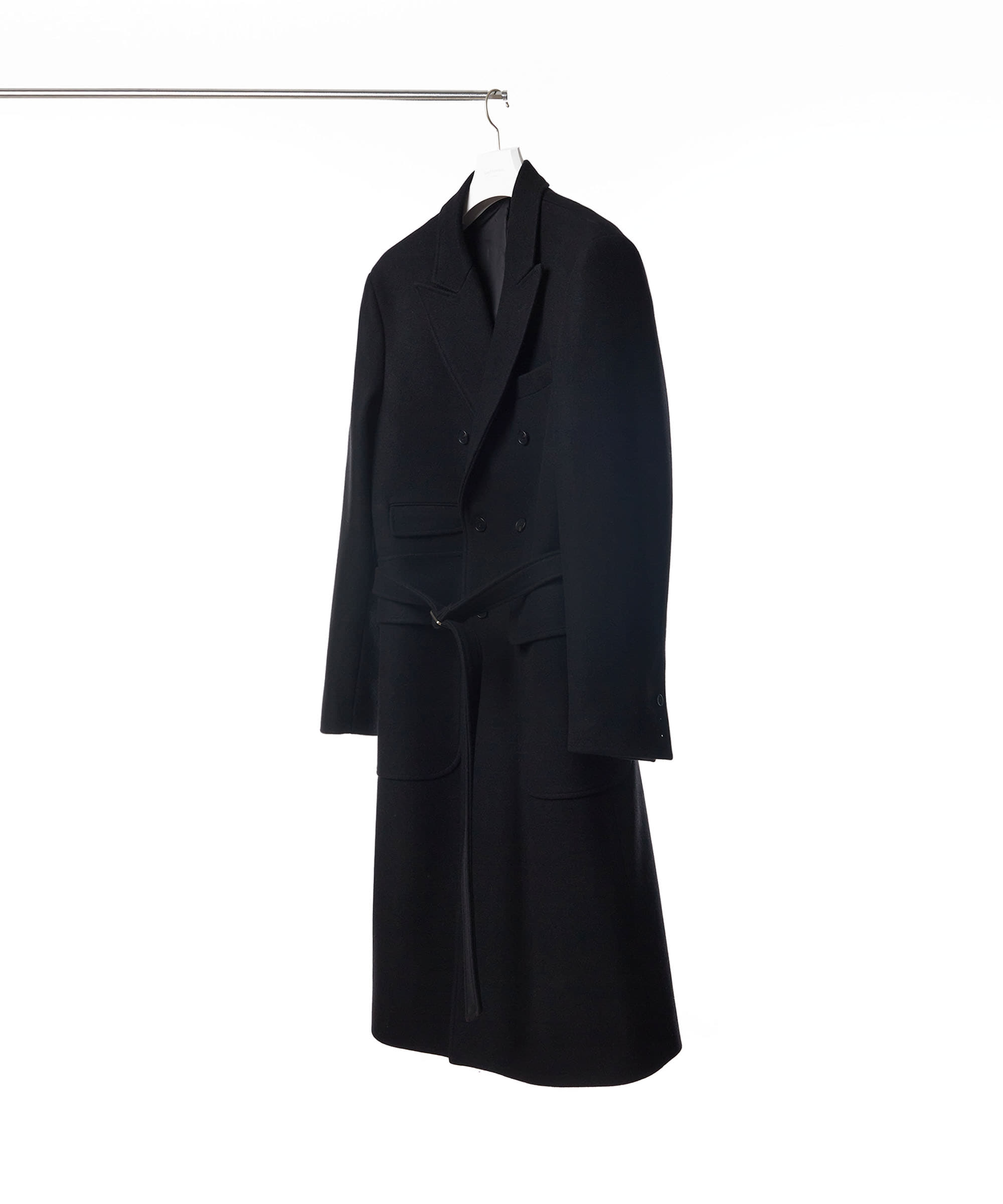 BLACK TIMELEAP DOUBLE BREASTED COAT 01-4