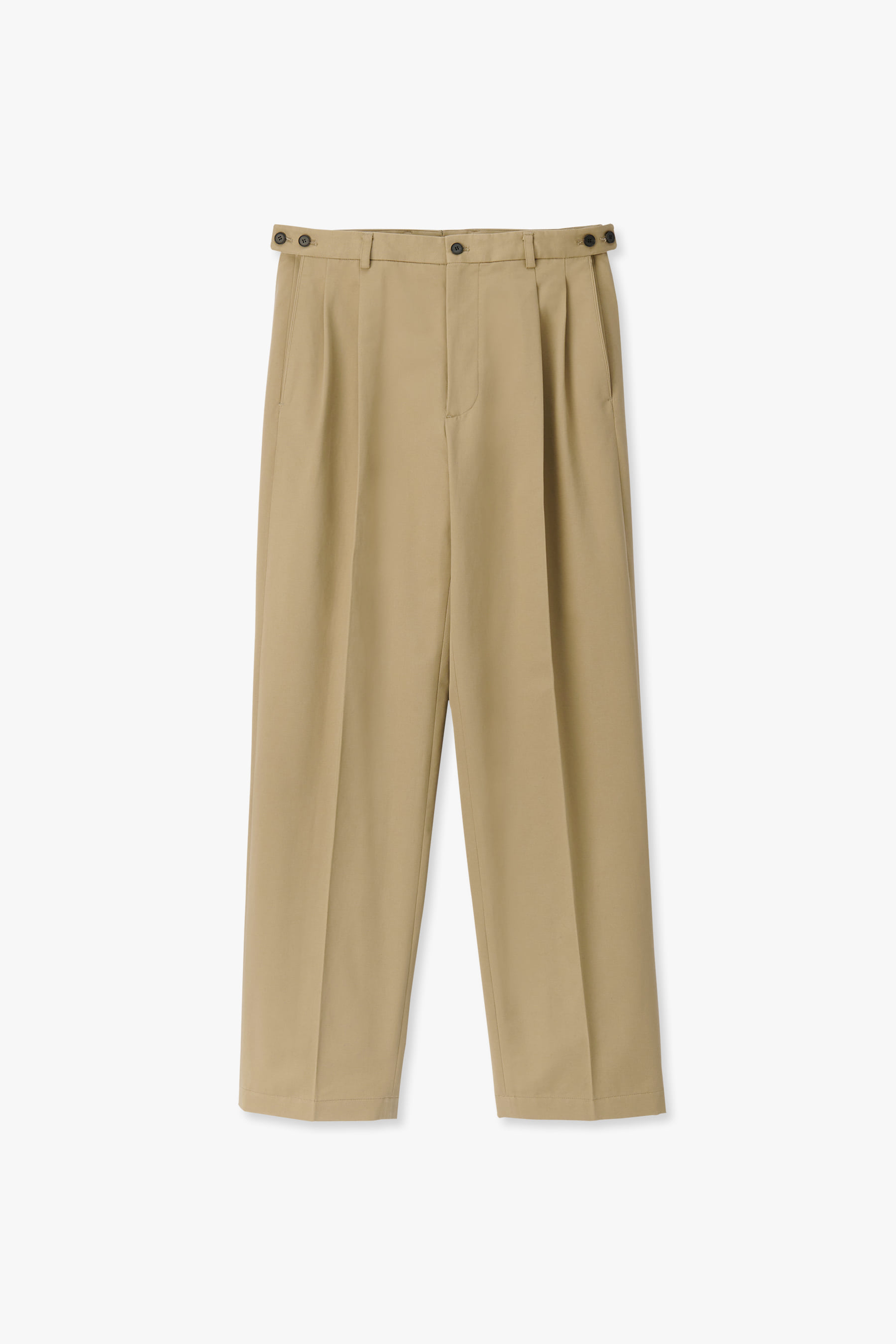 BEIGE BUTTON ADJUSTABLE ROLL UP PANTS