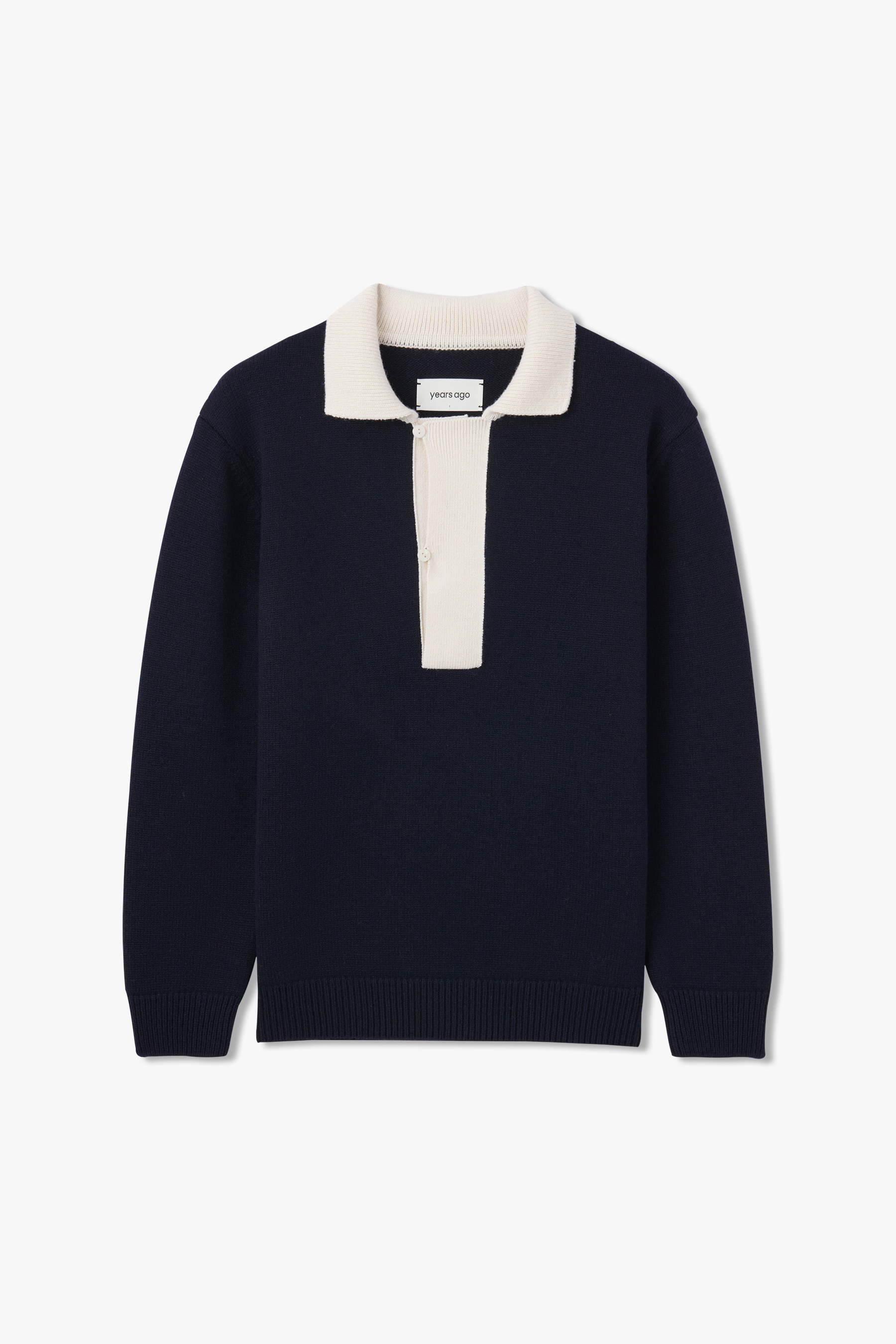 NAVY ROLLING COLLAR RUGBY KNIT