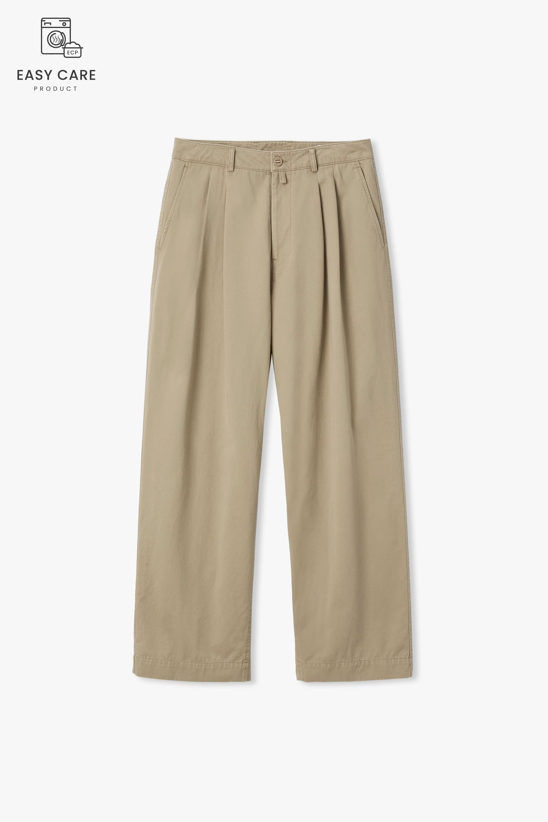 SAND BEIGE YRS Y-550 WASHED WIDE CHINO PANTS (ECP GARMENT PROCESS)