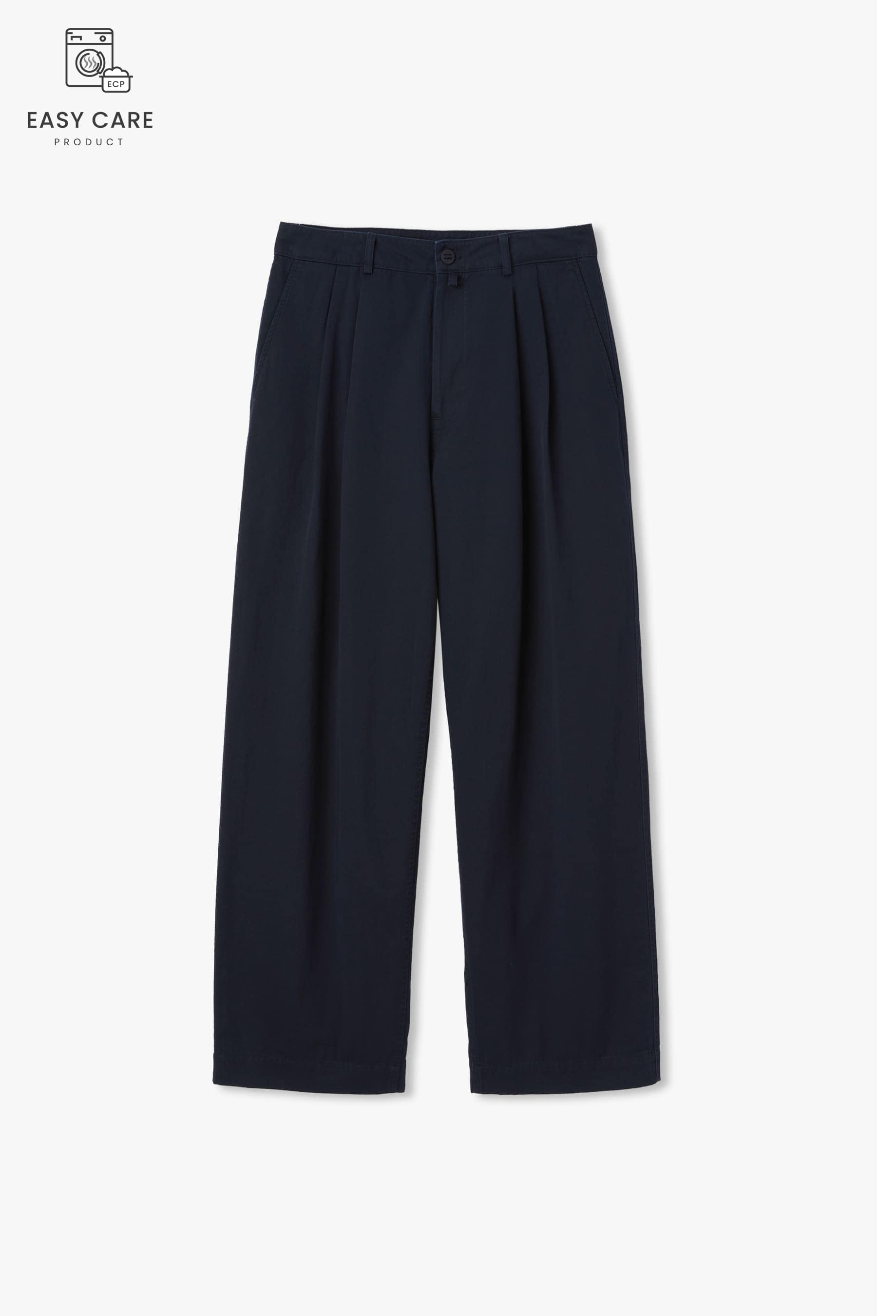 DEEP NAVY YRS Y-550 WASHED WIDE CHINO PANTS (ECP GARMENT PROCESS)
