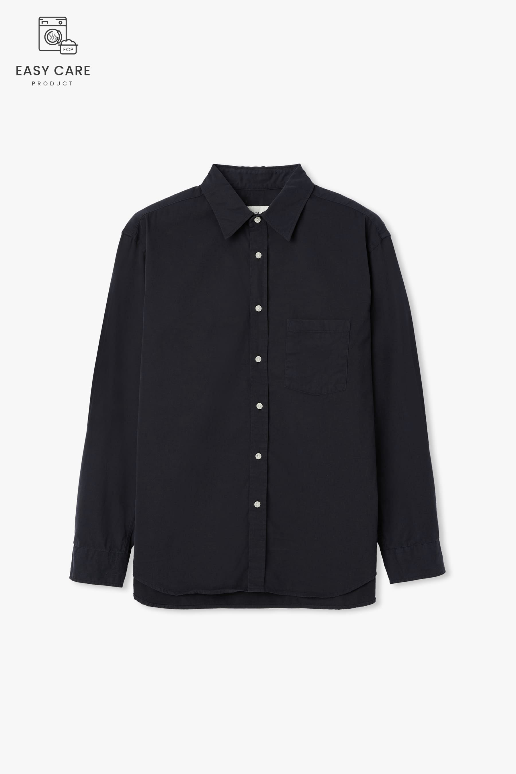 NAVY MURKY YRS POIKA COTTON DRILL WASHED SHIRTS CLASSIC FIT (ECP GARMENT PROCESS)