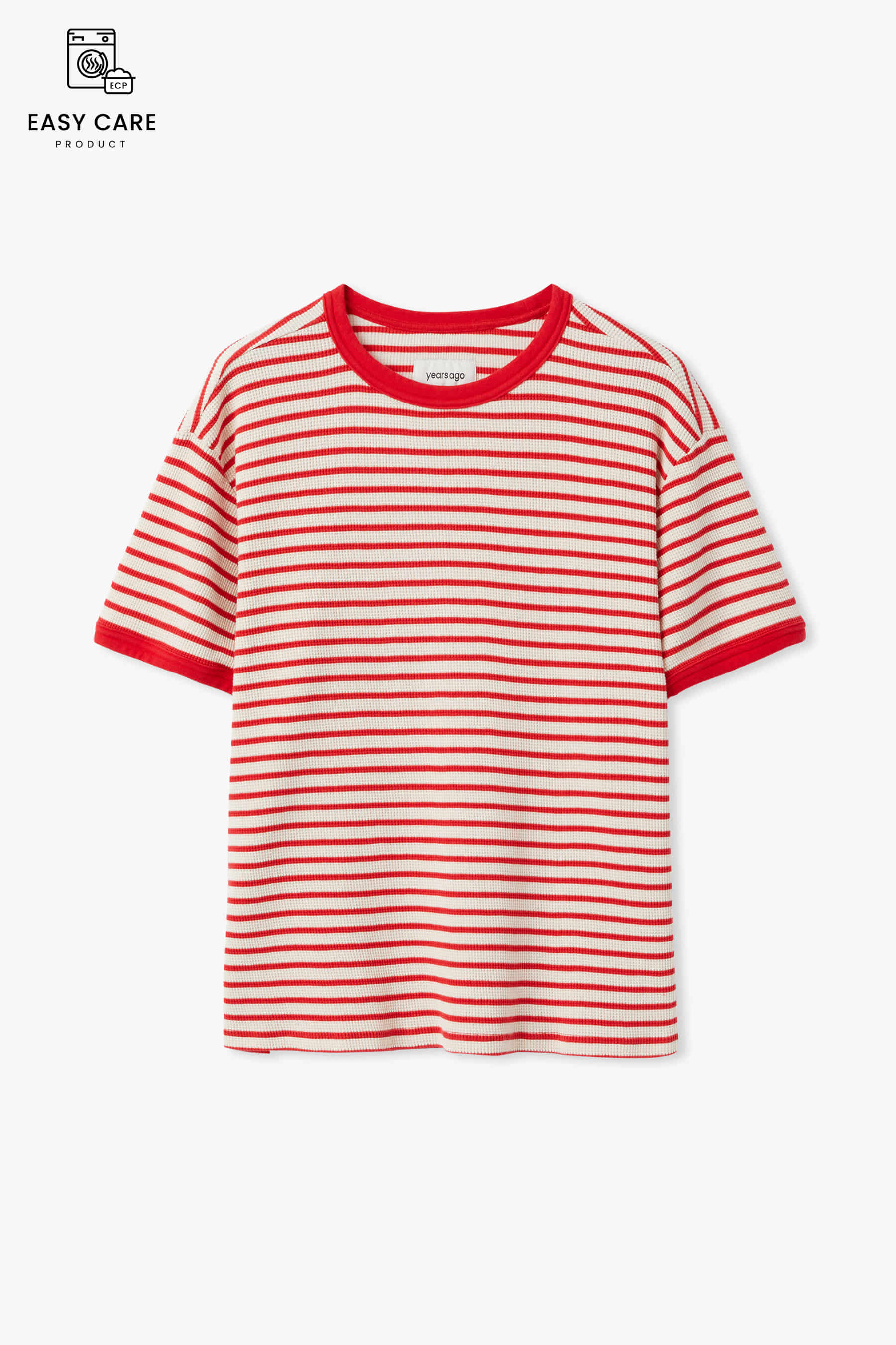 RED RIVI WAFFLE WASHED COTTON BASQUE T (ECP GARMENT PROCESS)