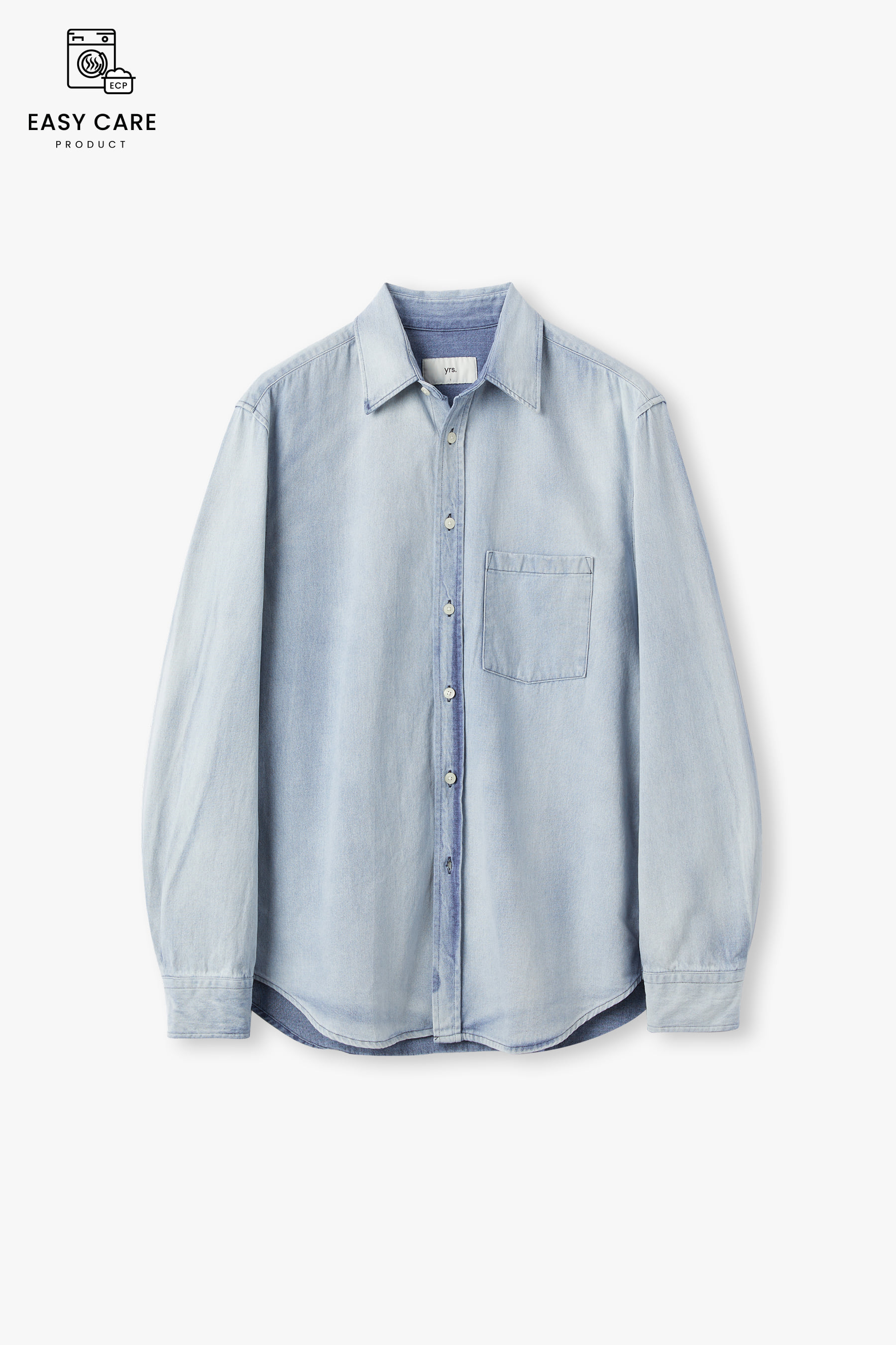 SNOW YRS POIKA BLEACHED WASHED DENIM SHIRT CLASSIC FIT (ECP GARMENT PROCESS)