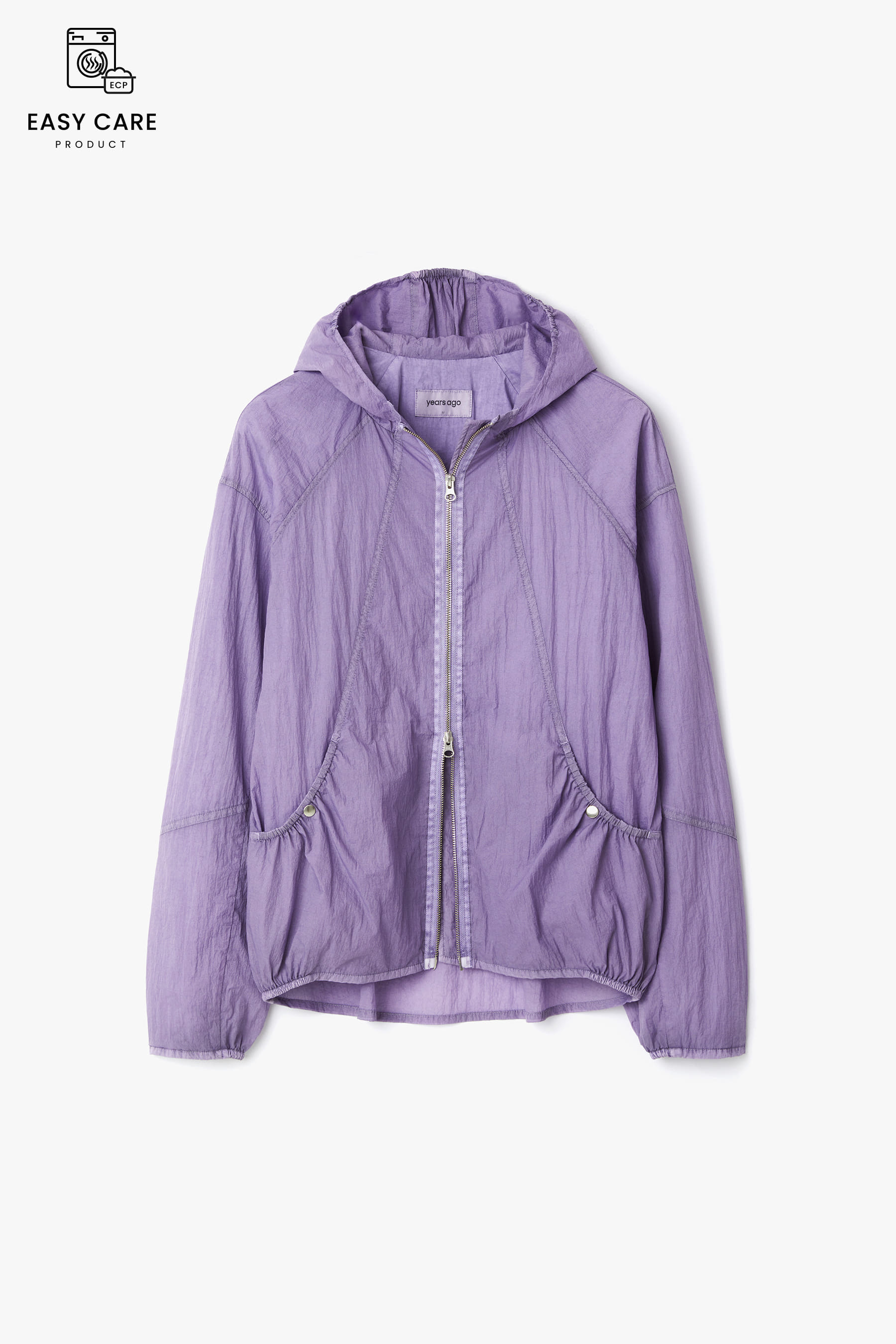 PLUM OVER DYED HOODED ZIP JACKET (ECP GARMENT DYED ONLY MACHINE)