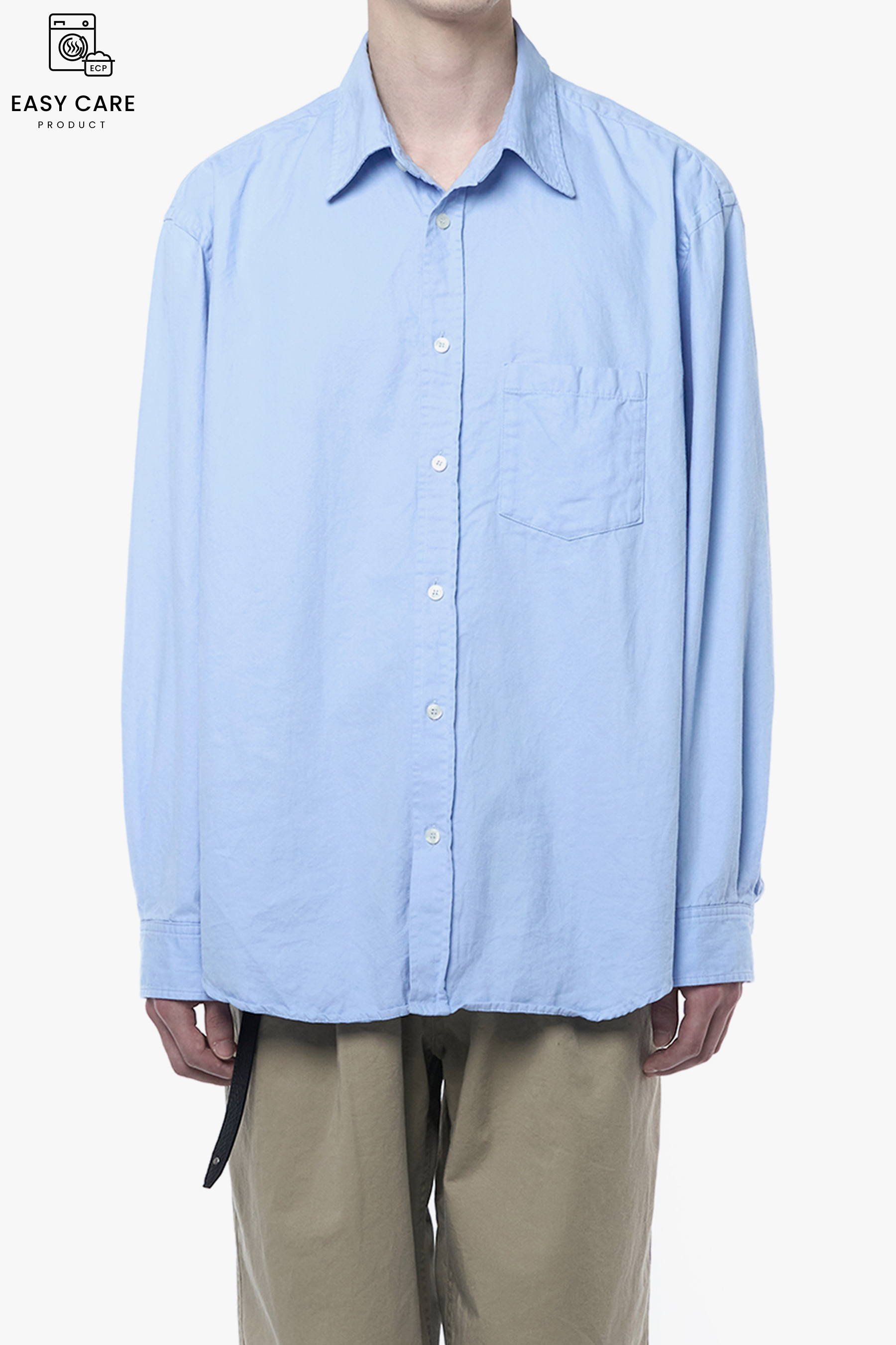 [PO 7/5-8 순차발송] V.2 SAX YRS POIKA COTTON DRILL WASHED SHIRTS CLASSIC FIT (ECP GARMENT PROCESS)